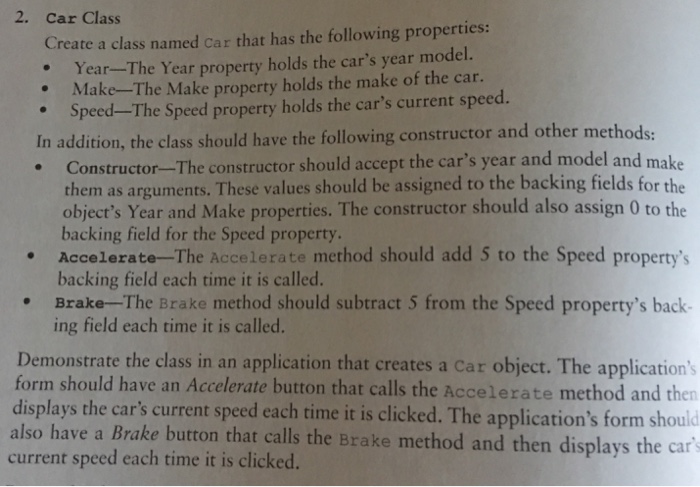  C# windows application form Car Class Create a class named Car