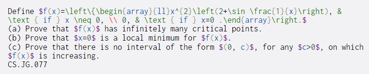  Define $f(x)=\left\{\begin{array}{11}x^{2}\left(2+\sin \frac{1}{x} ight), & \text { if } x eq