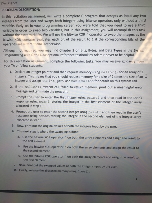  9%20(1).pdf PROGRAM DESCRIPTION: In this recitation assignment, will write a complete