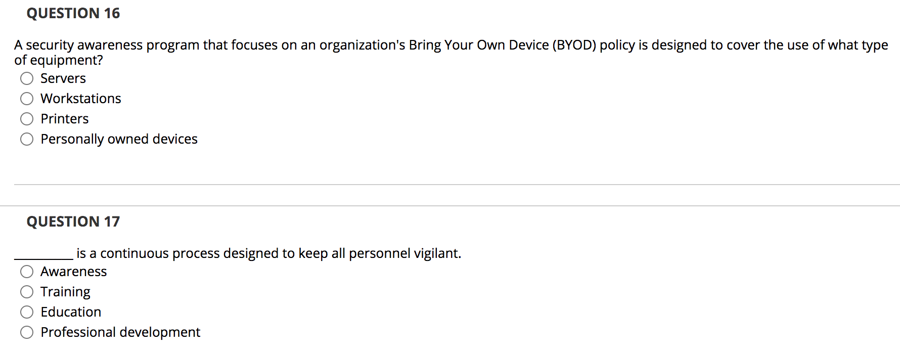 the training suggested by the National Institute of Standards and Technology (NIST)