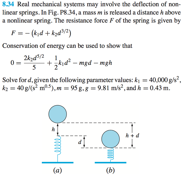Use MATLAB to solve the problem by using the fzero function in