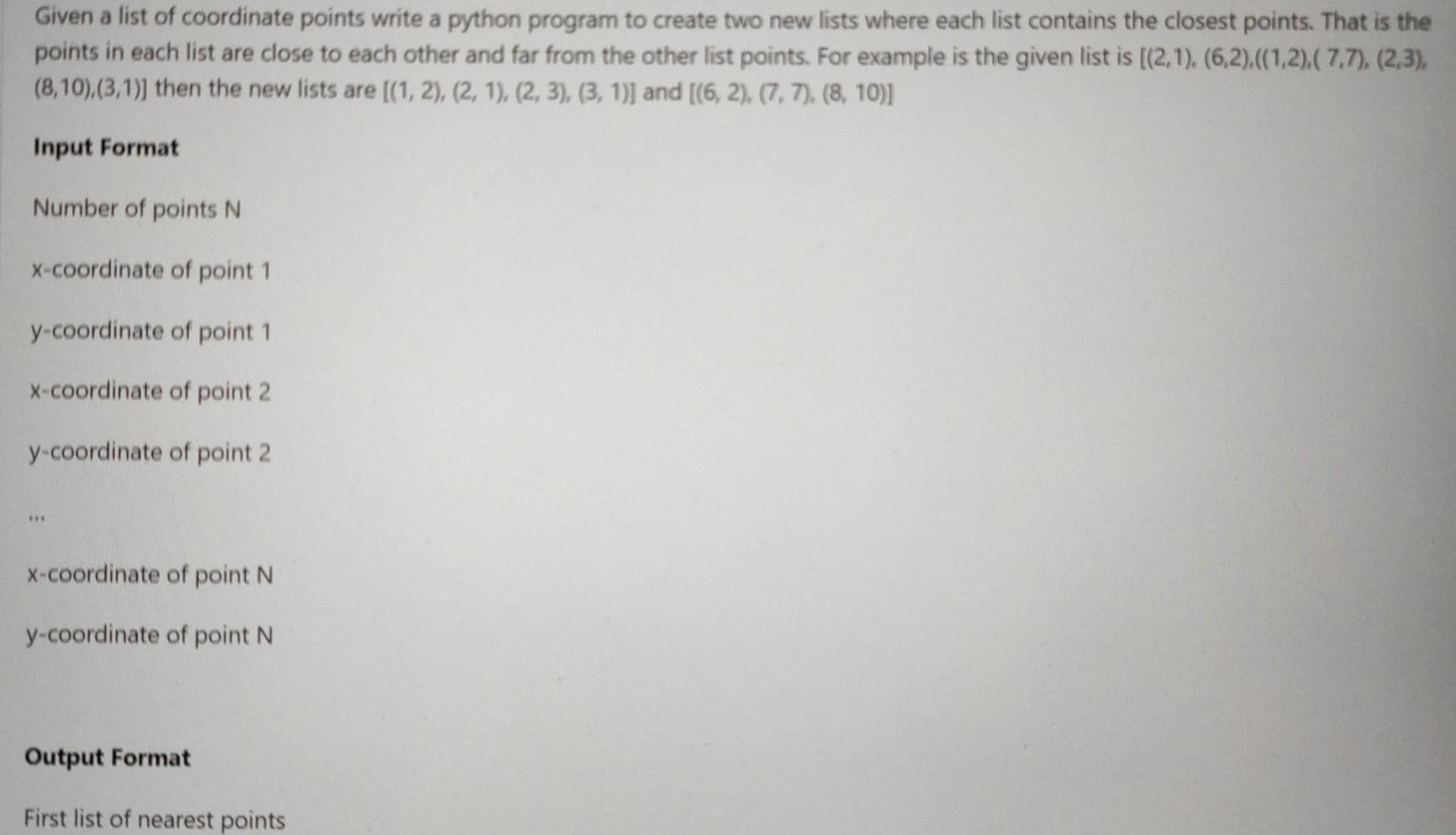 Given a list of coordinate points write a python program to