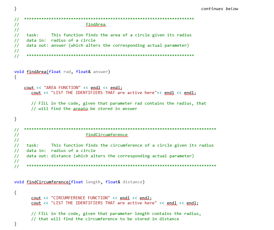 the scope rules. // PLACE YOUR NAME HERE const double PI =