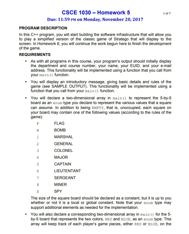I have to create a stratego game on c++ using matrices. The