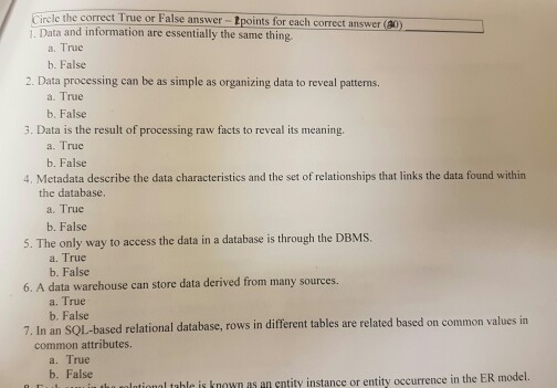  Please answer these 20 true and false questions. Note: make sure