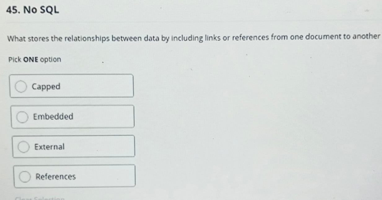  No SQL What stores the relationships between data by including links