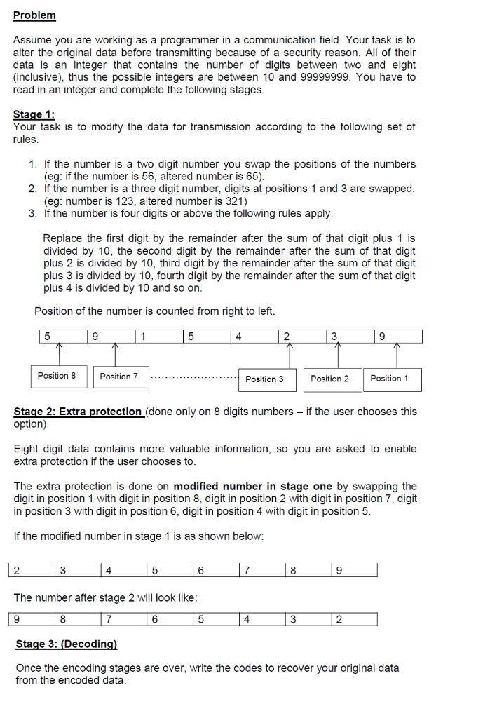  Problem Assume you are working as a programmer in a communication