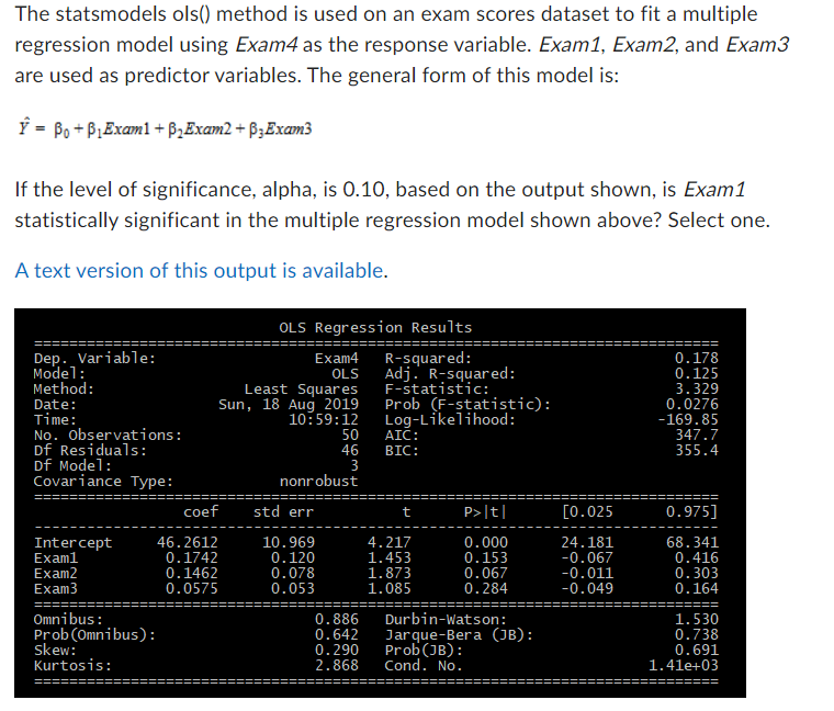  1.25 LAB: Warm up: Variables, input, and type conversionThe statsmodels ols()
