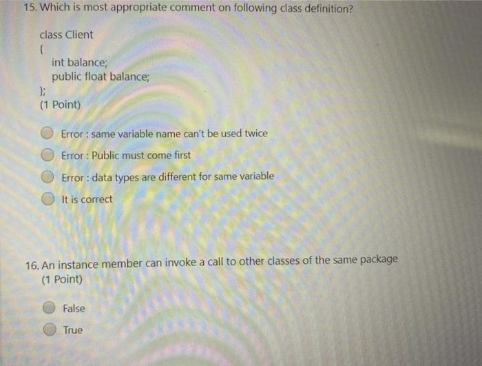 Shallow copy instanceof operator 13. Which among the following can restrict class