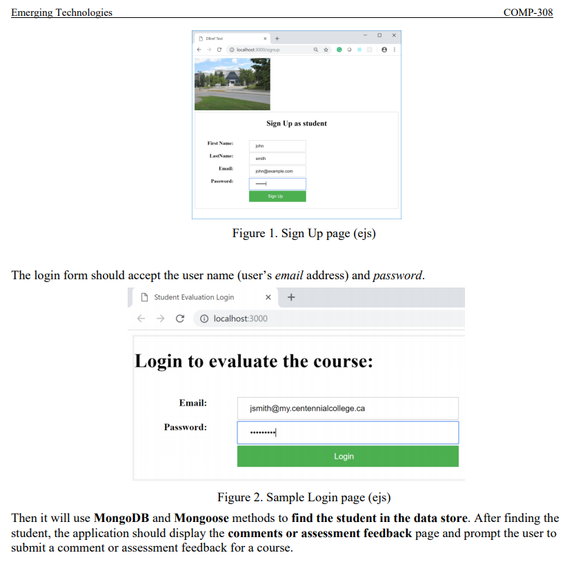 Create an Express Web Application which allows students to evaluate their courses.