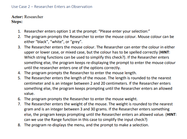 goal of this assignment is to develop a computer program based on