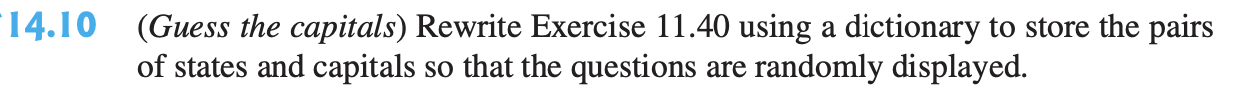 Write a code for only question 14.10 (Rewrite) no 11.40 code required.