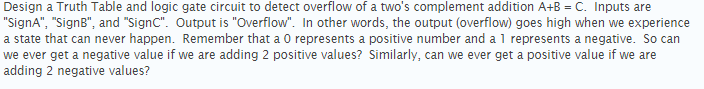  Design a Truth Table and logic gate circuit to detect overflow