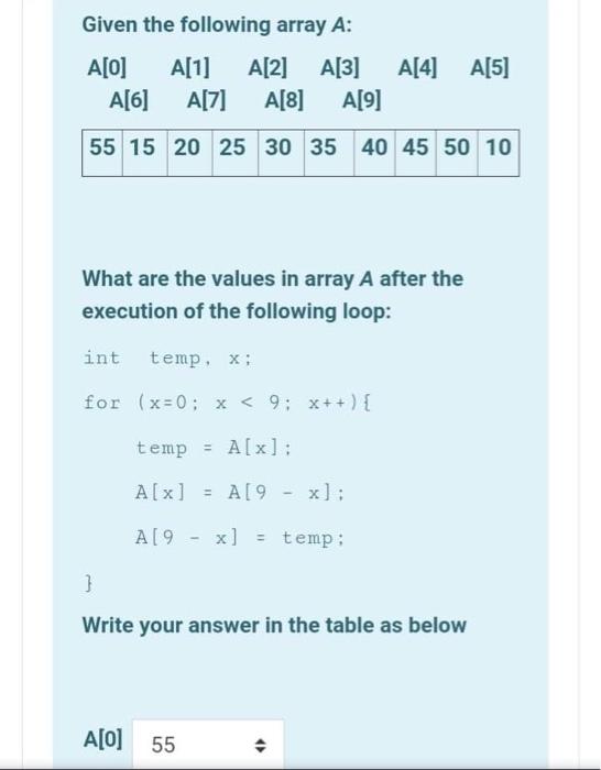  Given the following array A: A[O] A[1] A[2] A[3] A[6] A[7]