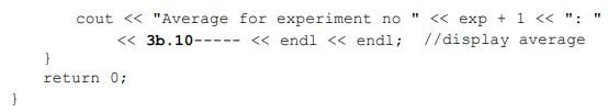 results for each experiment are given in the following list. Complete the