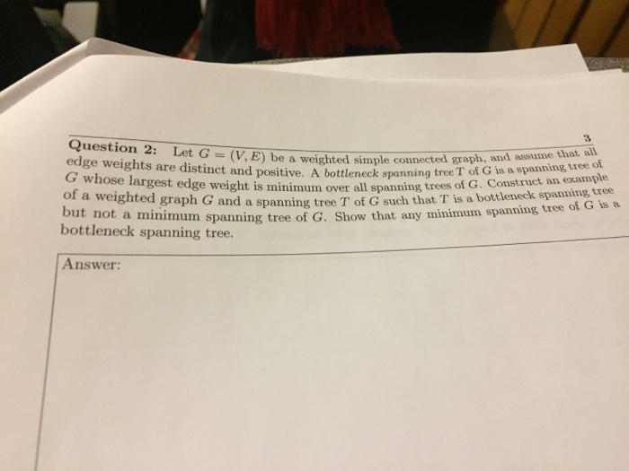  3 t G (V, E) be a weighted simple connected graph,