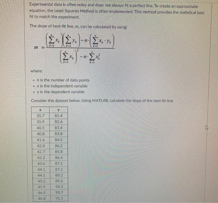  in matlab Experimental data is often noisy and does not always