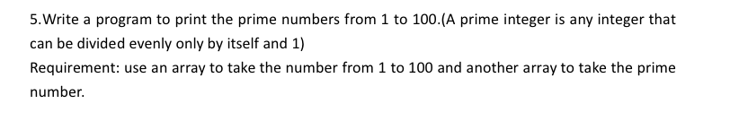  Write a program to print the prime numbers from 1 to