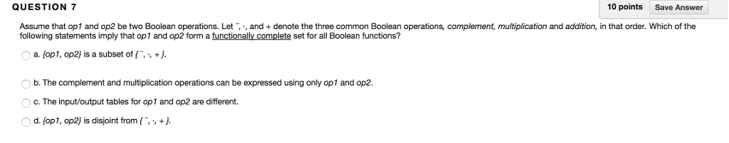  Assume that op 1 and op 2 be two Boolean operations.