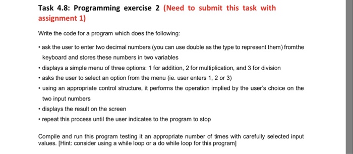  Task 4.8: Programming exercise 2 (Need to submit this task with
