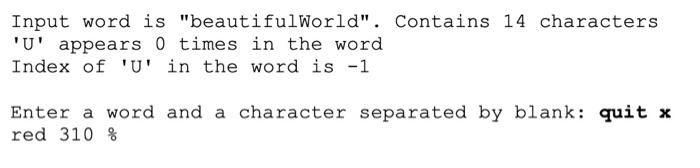 number of characters in the word, and the index of the character