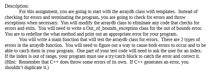 In C++ arraydb.hpp #ifndef __ARRAYDB_HPP__ #define __ARRAYDB_HPP__ #include using namespace std; template