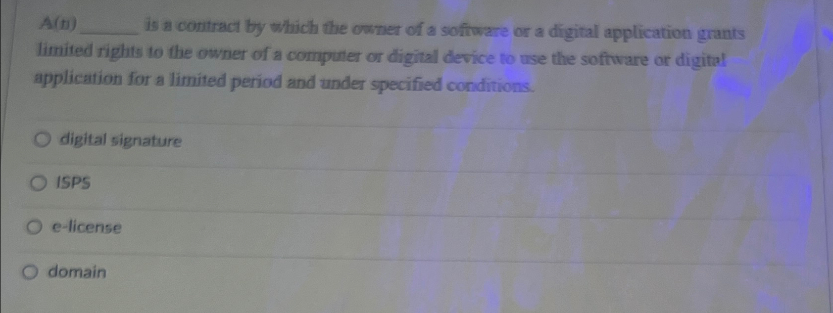  A(t), is a comtract by which the owner of a software
