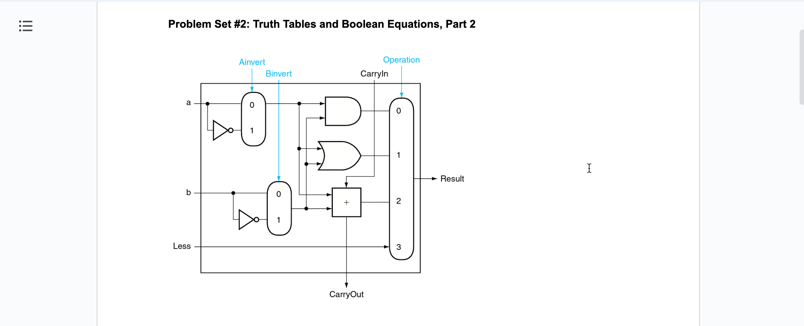  : Problem Set #2: Truth Tables and Boolean Equations, Part 2