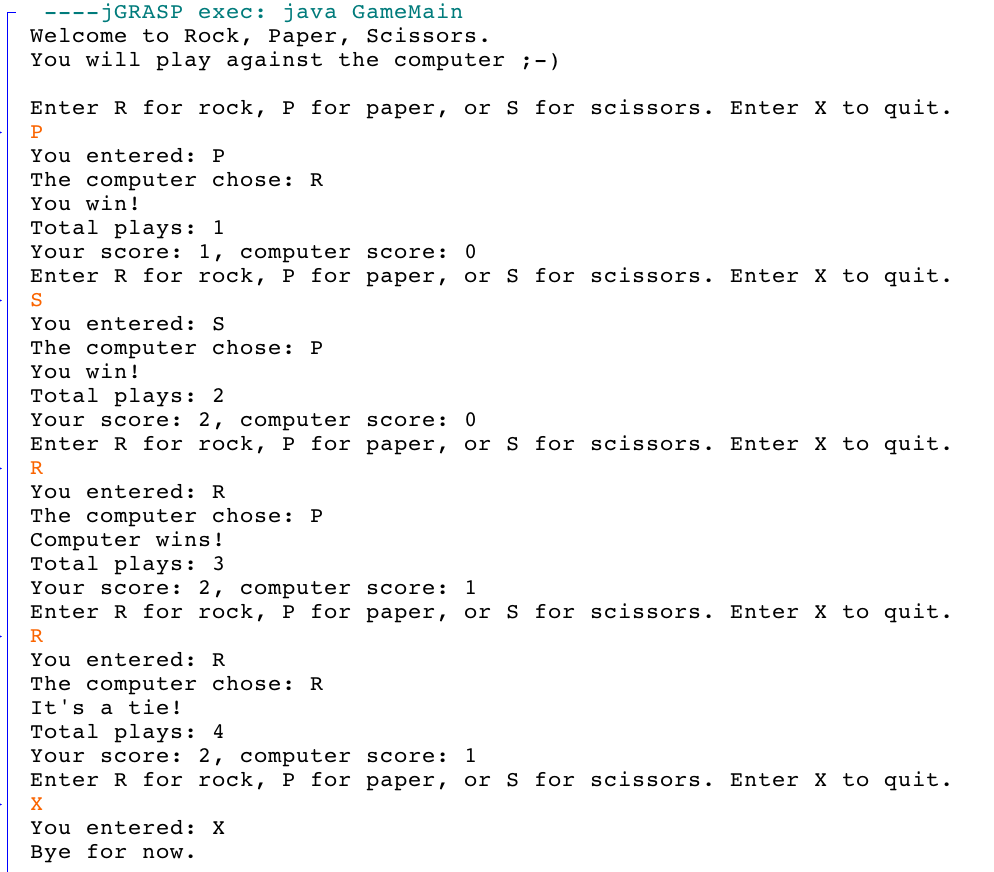  JAVA project Rock Paper Scissors In this project you will complete