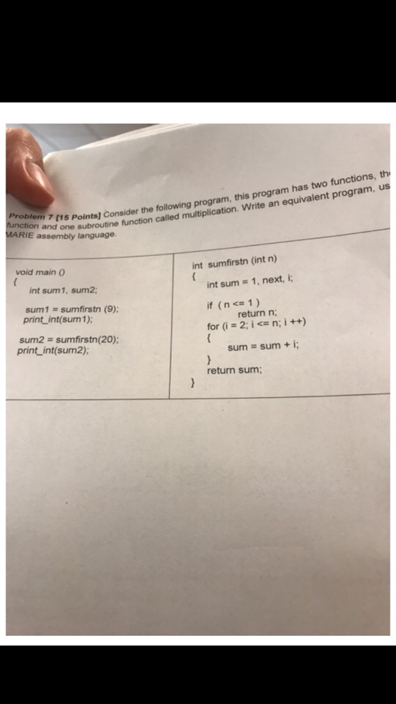 Consider the following program, this program has two functions, the main function