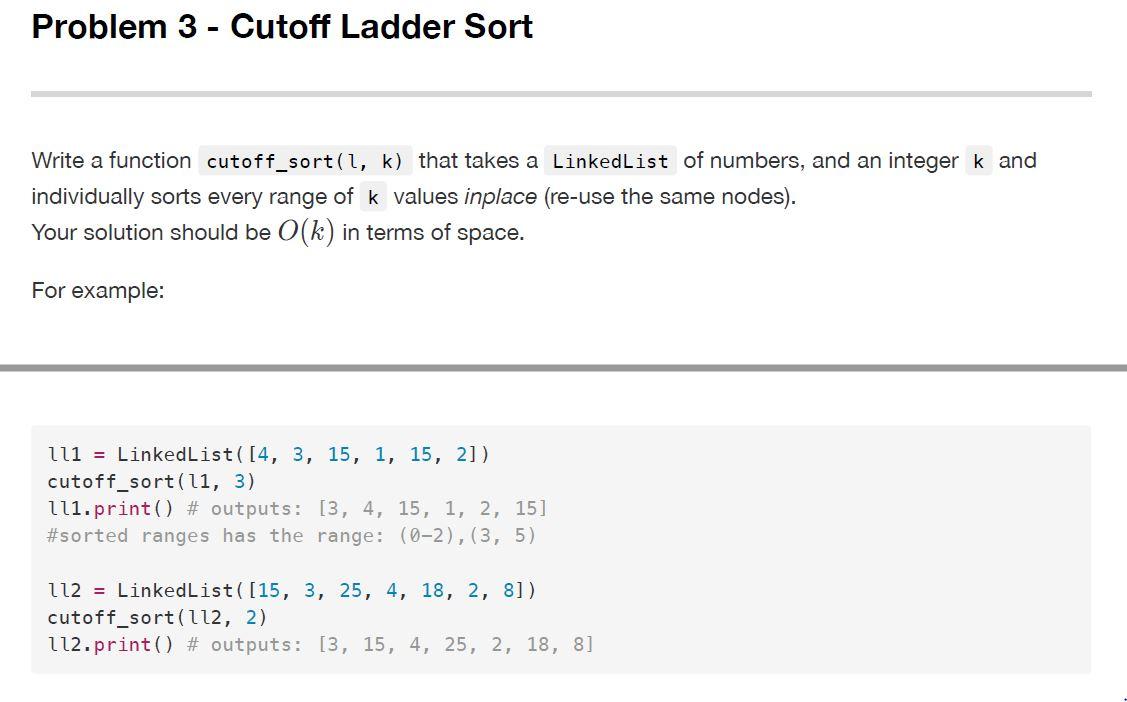 in Python. Knowing that the input is a Linked List l and