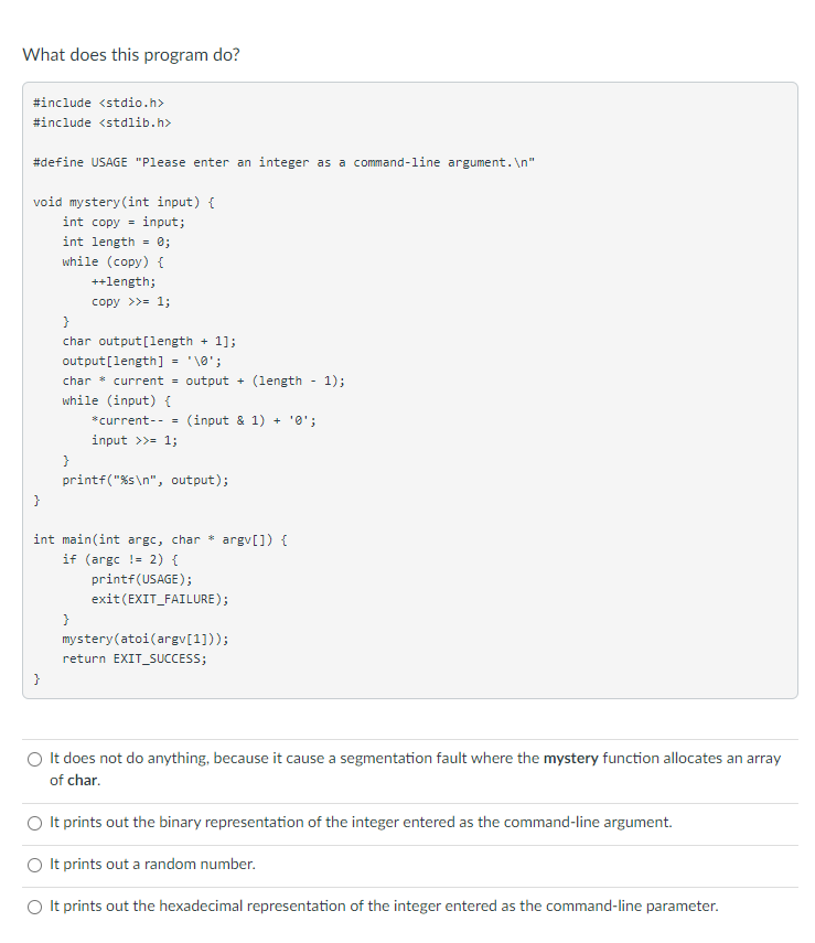 What does the program do? What does this program do? #include #include