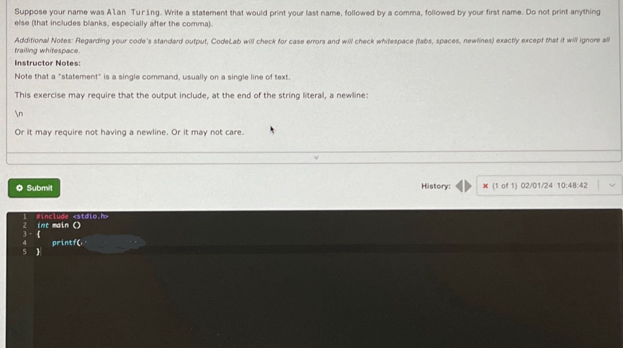  Suppose your name was A lan Turing. Write a statement that