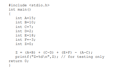 below (in C program). A-F can be stored in temporary registers. However,