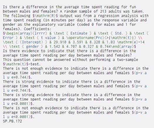  Is there a difference in the average time spent reading for