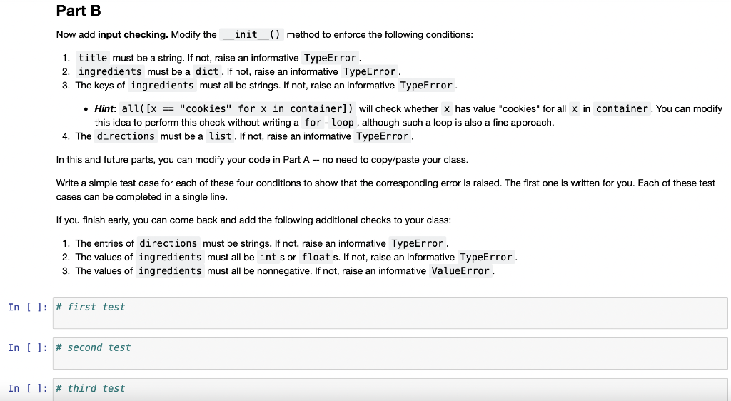 class called Recipe. Give this class an _init__0 method that allows the