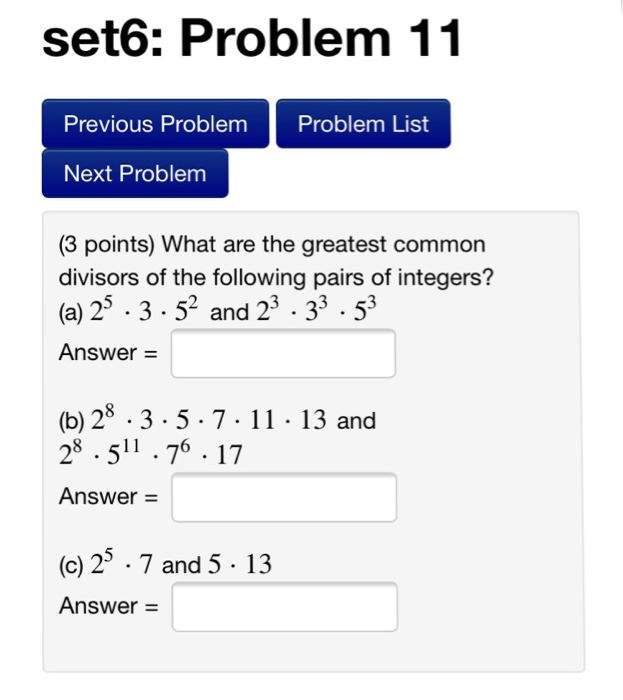  set6: Problem 11 Previous Problem Problem List Next Problem (3 points)