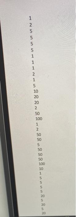 1 1 2 1 5 10 20 20 2 50 100 1