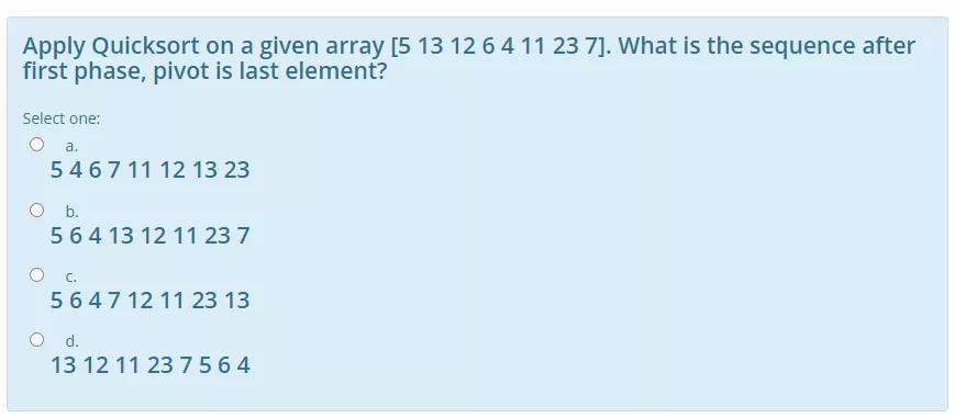  please ????????????????? time ??? Apply Quicksort on a given array [5