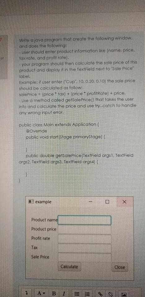  java language 81 Write a java program that create the following