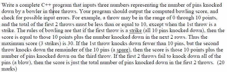 Write a complete C++ program that inputs three numbers representing the