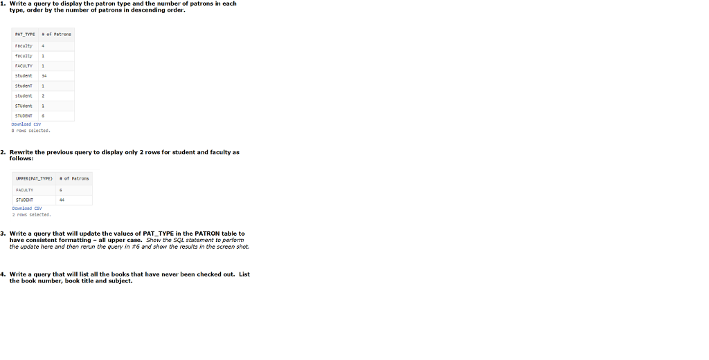 a screen shot of the SQL results in a single Word document