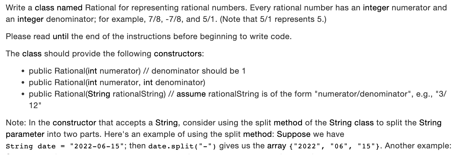 show work in java Write a class named Rational for representing rational