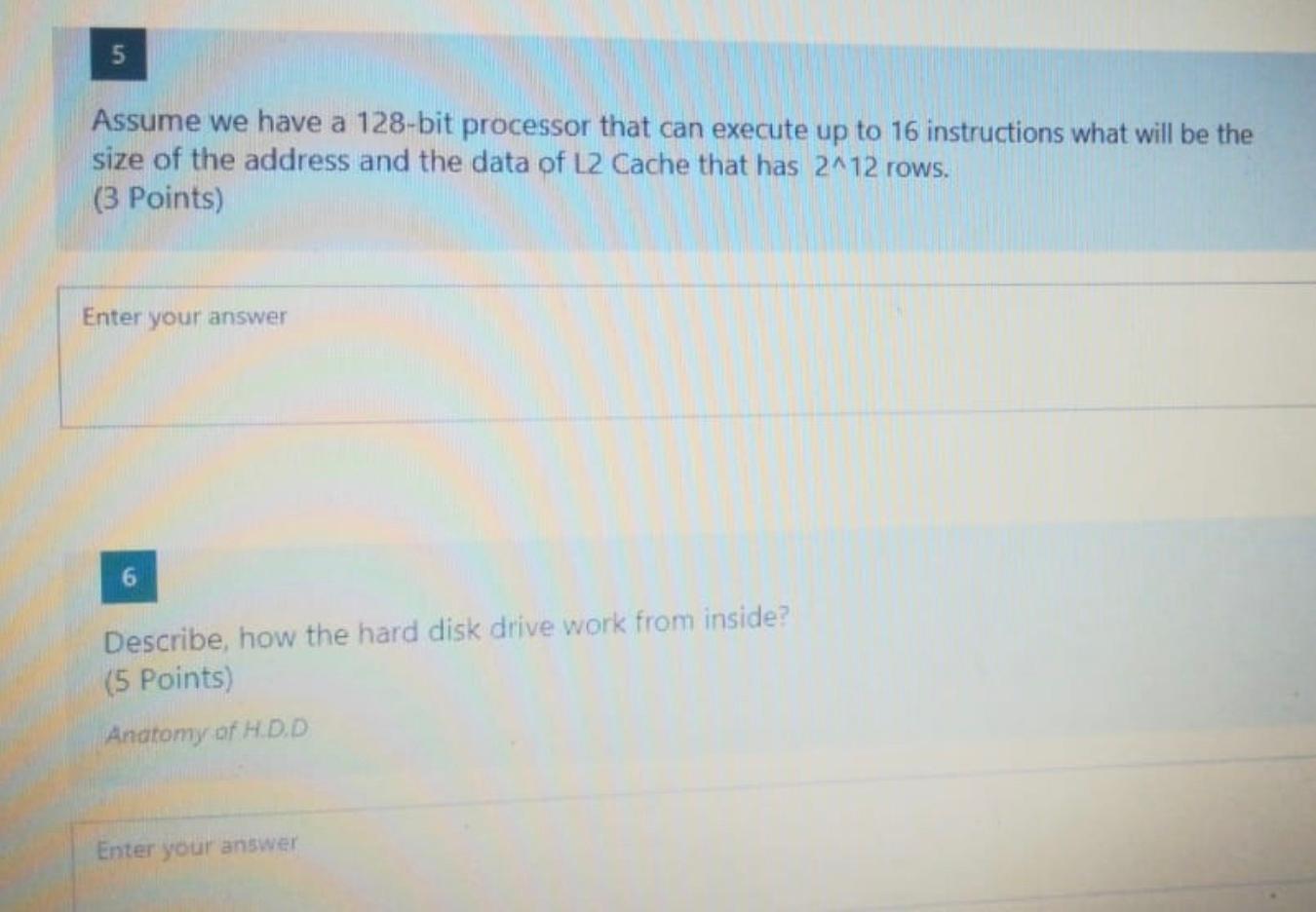  Computer organization 5 Assume we have a 128-bit processor that can