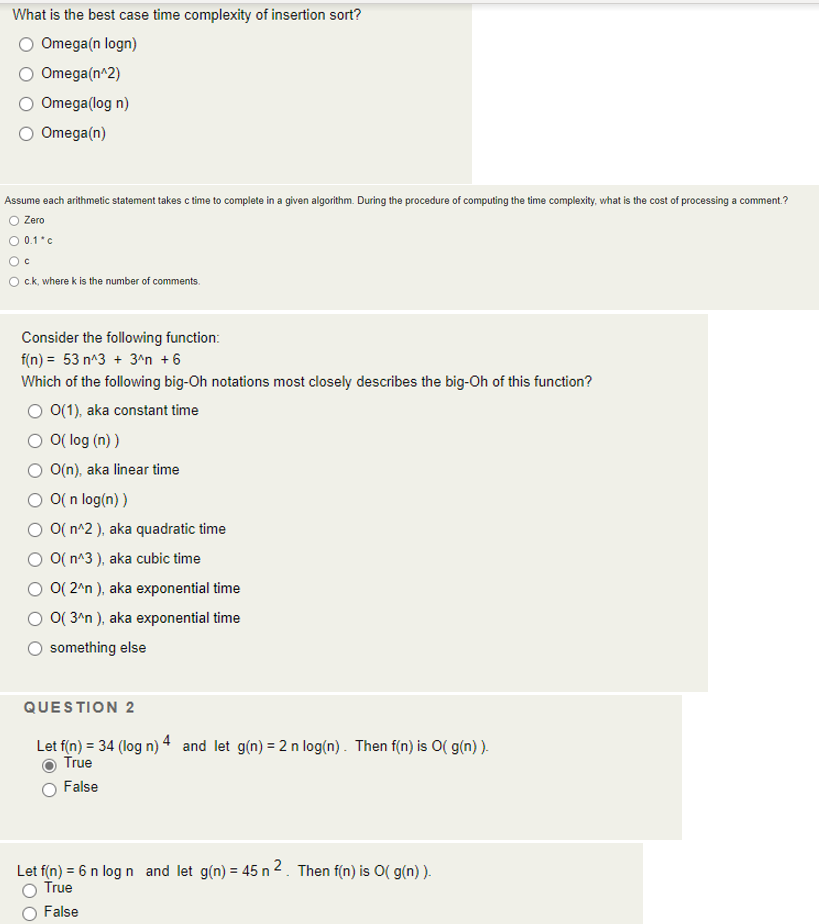 Multiple choice and True or false, you do not need to clarify