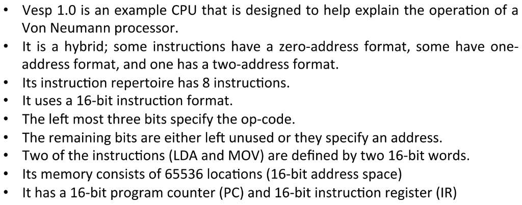 Vesp 1.0 is an example CPU that is designed to help