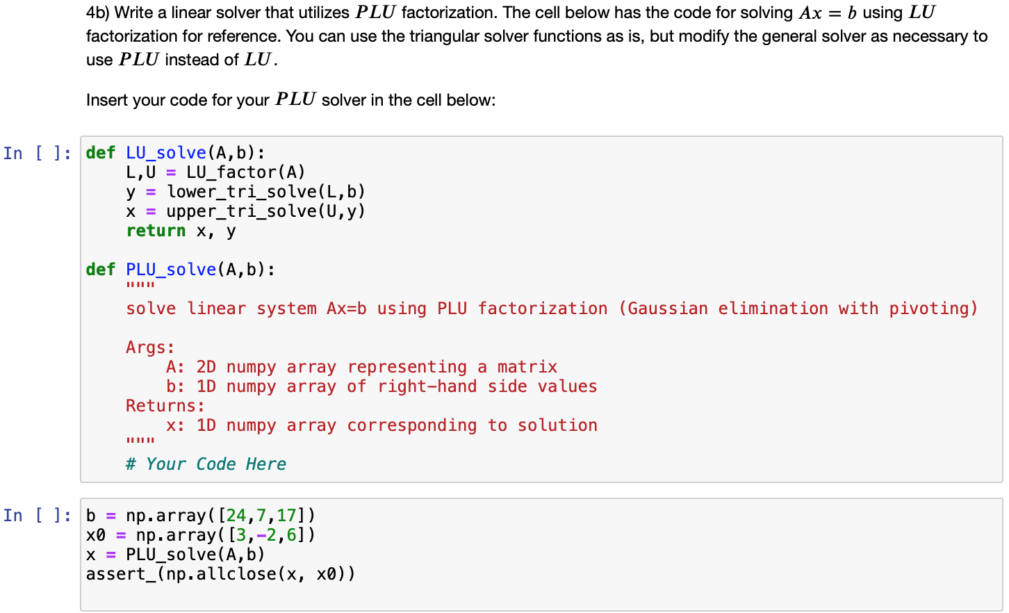 Python - please show screenshot of working code. 4b) Write a linear