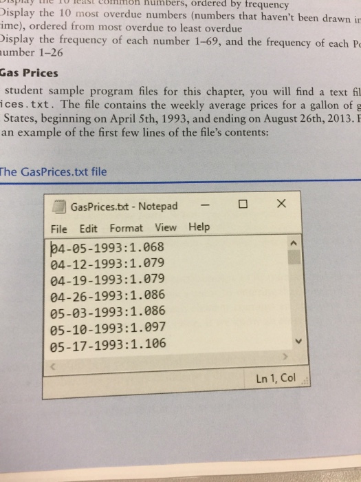 in the file contains the average price for a gallon of gas