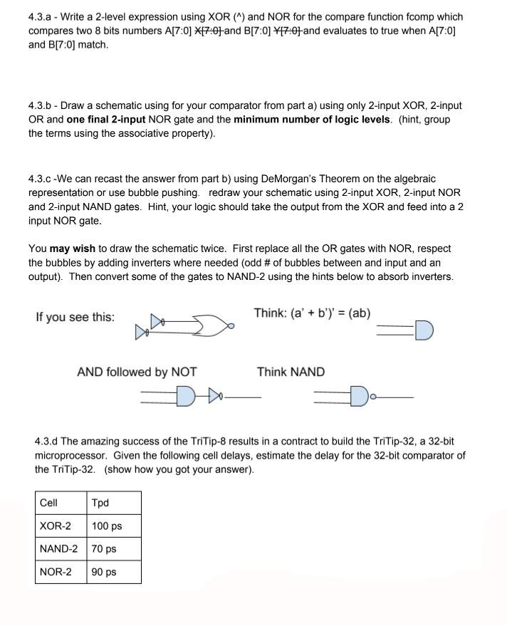  4.3.a-Write a 2-level expression using XOR () and NOR for the
