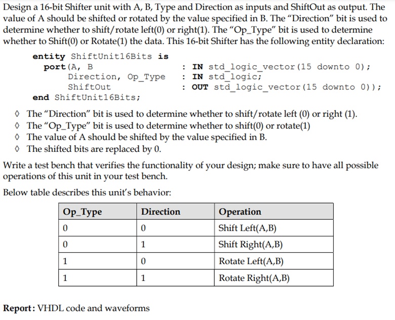  Need help with the Code and Testbench, can someone please assist